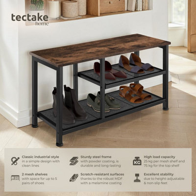 Shoe Rack Taunton - surface shelf and 2 grid shelves, industrial style ...