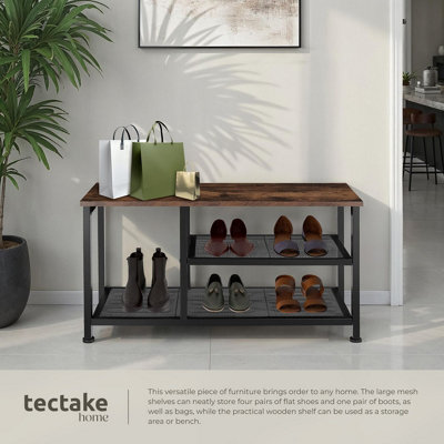 Shoe Rack Taunton - surface shelf and 2 grid shelves, industrial style ...
