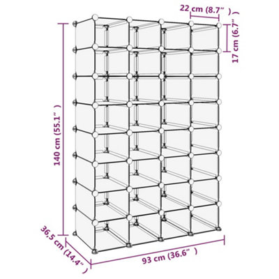 Shoe Rack Transparent 93x36.5x140 cm PP