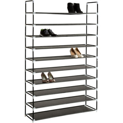 Shoe rack with 10 shelves - black
