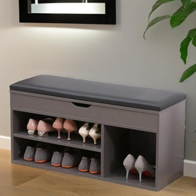 Shoe Storage Bench 90CM Grey Furniture