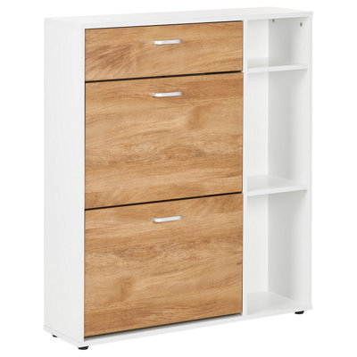 Shoe Storage Cabinet MACKAY Light Brown/ White