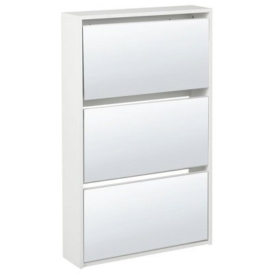 Shoe Storage Cabinet MIDFIELD Mirrored Silver