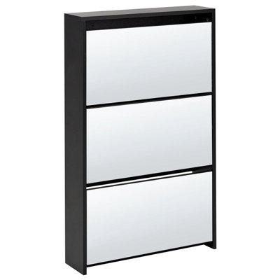 Shoe Storage Cabinet MIDFIELD Mirrored Silver