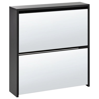 Shoe Storage Cabinet MIDFIELD Mirrored Silver