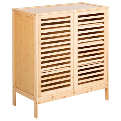 Shoe Storage Cabinet MIDWOOD Bamboo Wood Light Brown