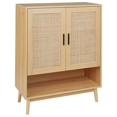 Shoe Storage Cabinet PEROTE Rattan Light Brown
