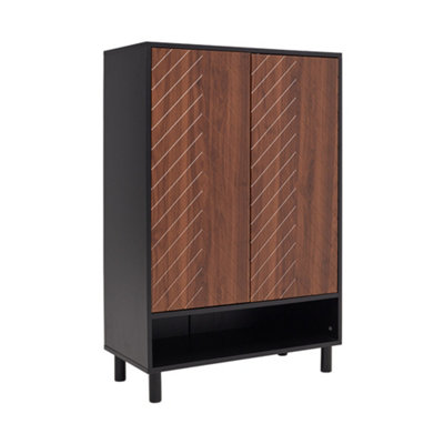 Shoe Storage Cabinet with 2 Doors for Entryway Wood 6 Tier Shoe Cabinet