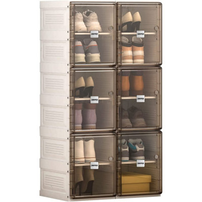 Shoe Storage Organizer Foldable Cabinet with Doors Stackable Shoe Rack Organizer 12 Pairs