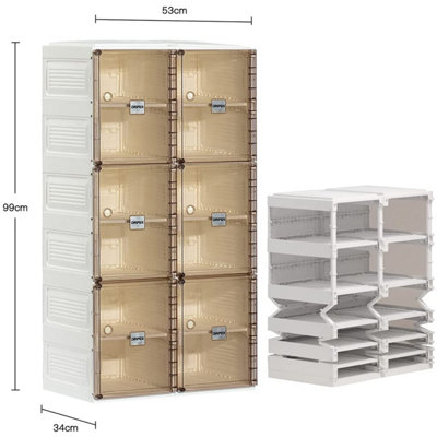 Shoe Storage Organizer Foldable Cabinet with Doors Stackable Shoe Rack Organizer 12 Pairs