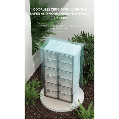Shoe Storage Organizer Foldable Cabinet with Doors Stackable Shoe Rack Organizer 12 Pairs - 4