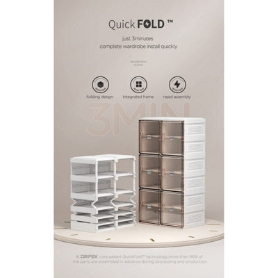 Shoe Storage Organizer Foldable Cabinet with Doors Stackable Shoe Rack Organizer 12 Pairs - 6