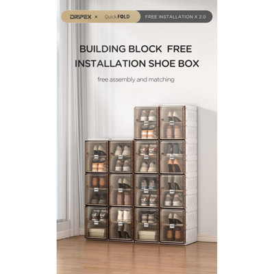 Shoe Storage Organizer Foldable Cabinet with Doors Stackable Shoe Rack Organizer 12 Pairs - 7