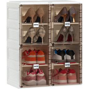 Shoe Storage Organizer Foldable Cabinet with Doors Stackable Shoe Rack Organizer 8 Pairs
