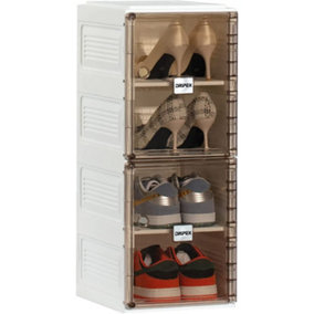 Shoe Storage Organizer Foldable Cabinet with Doors Stackable Shoe Rack Organizer