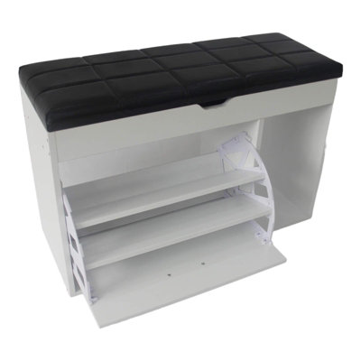 Shoe Storage Rack Cabinet Shoe Bench Shoe Shelf with Leather seat