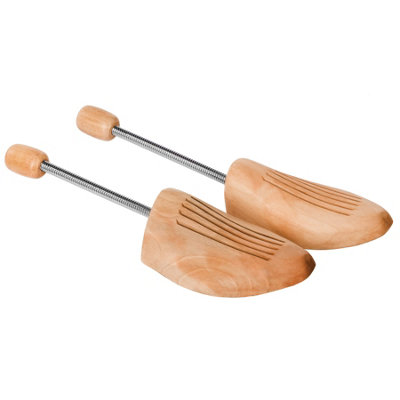 Shoe Stretcher Pair - spiral-spring, made of lotus wood, for womens and mens shoes 44-45 - brown