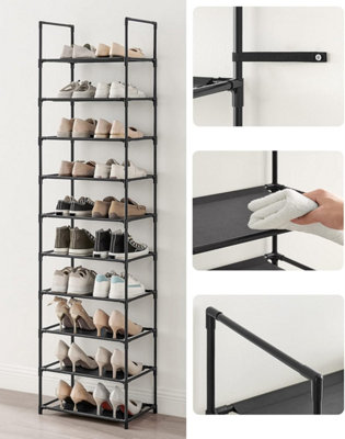 Shoe Tower, 10-Tier Narrow Storage Unit with Metal Frame and Fabric ...
