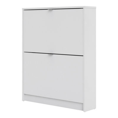 Shoes Shoe cabinet  w. 2 tilting doors and 1 layer White