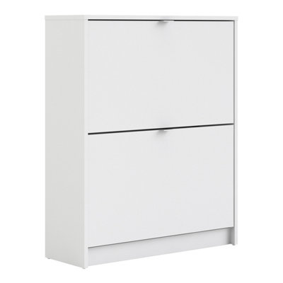 Shoes Shoe w. 2 tilting doors and 2 layers White DIY at B&Q