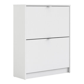 Shoes Shoe cabinet  w. 2 tilting doors and 2 layers White