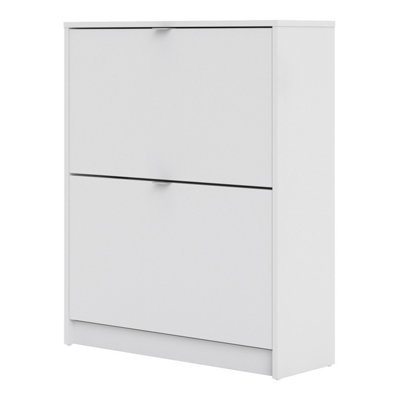 Shoes Shoe cabinet  w. 2 tilting doors and 2 layers White