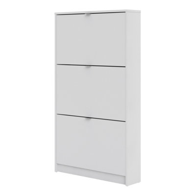 Shoes Shoe cabinet  w. 3 tilting doors and 1 layer White