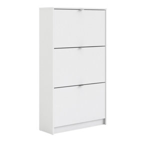 Shoes Shoe cabinet  w. 3 tilting doors and 2 layers White