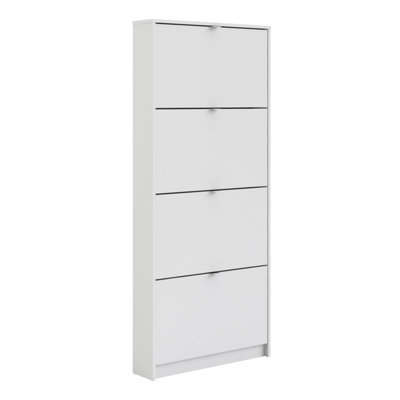 Shoes Shoe cabinet  w. 4 tilting doors and 1 layer White