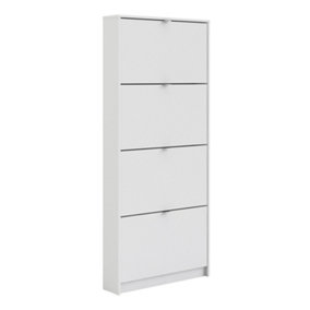 Shoes Shoe cabinet  w. 4 tilting doors and 1 layer White