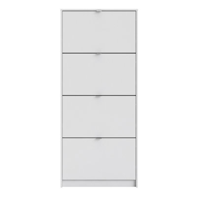 Shoes Shoe cabinet  w. 4 tilting doors and 2 layers White