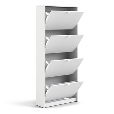 Shoes Shoe cabinet  w. 4 tilting doors and 2 layers White
