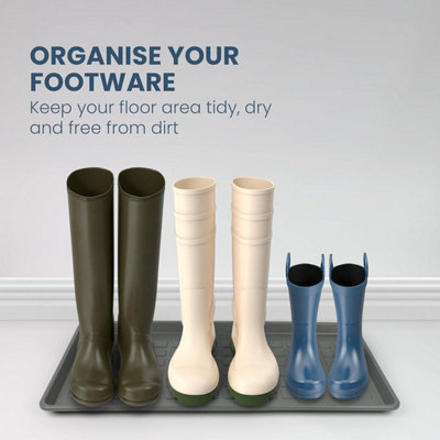 Shoes Tray Plastic Boot Tray With Raised Edges Multipurpose Entryway ...