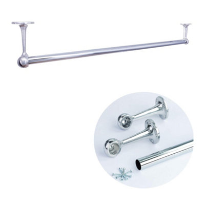 Shop Fitting Wardrobe Round Hanging Rail Set Chrome Tube Closet Organiser/Suspended Retail Display(0.7Meter, 700mm)