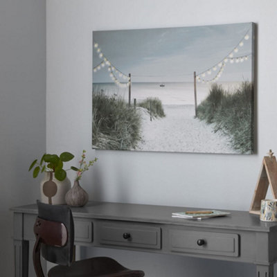 Shore Stroll LED Printed Canvas Costal Landscape Wall Art