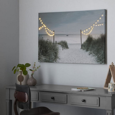Shore Stroll LED Printed Canvas Costal Landscape Wall Art