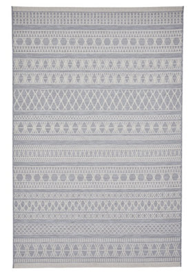 Shoreline Easy Clean Moroccan Weatherproof Rug - Grey/Cream - 120x170