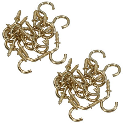 Merriway Chrome Plated Shouldered Cup Hooks - Pack Of 20, 50mm (2 Inch) For Hanging Mugs, Keys & More
