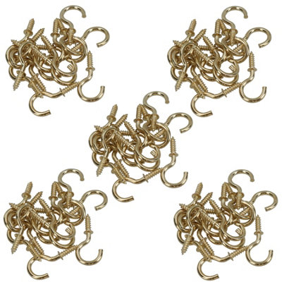 Shouldered Screw Hooks Fasteners Hanger Brass Plated 10mm Dia 19mm Length 80pc