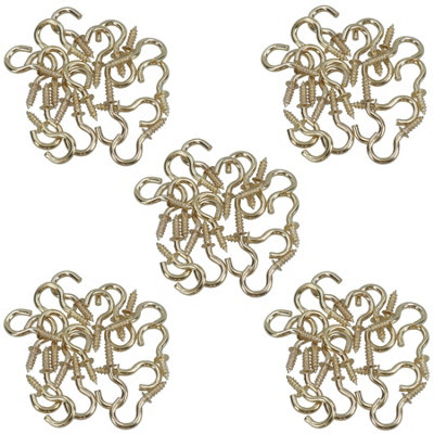 Shouldered Screw Hooks Fasteners Hanger Brass Plated 6mm Dia 13mm Length 90pc