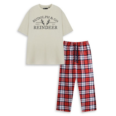 Show Me The Merch Unisex Beige Rudolf & Co Short Sleeve Long Leg Pyjama ...
