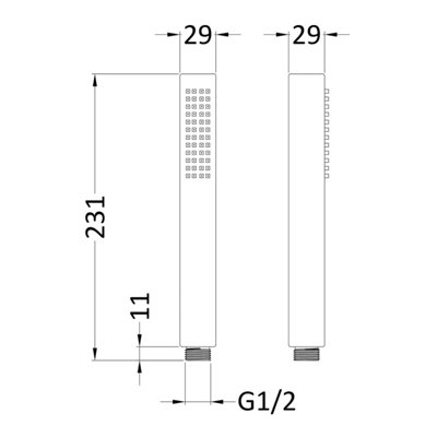 Shower Accessories Minimalist Square Single Function Shower Handset - Brushed Pewter - Balterley