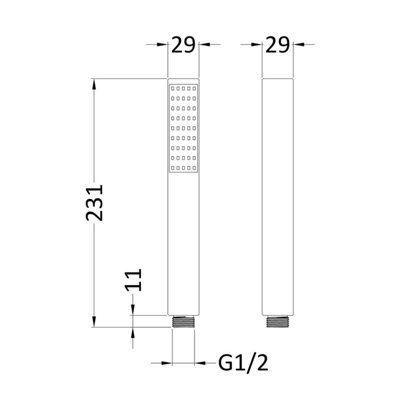 Shower Accessories Minimalist Square Single Function Shower Handset - Matt Black - Balterley