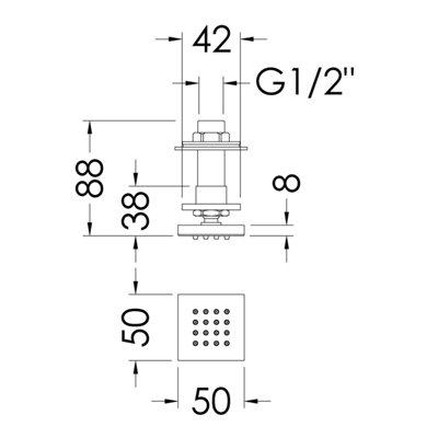 Shower Accessories Modern Square Body Jet - Chrome - Balterley