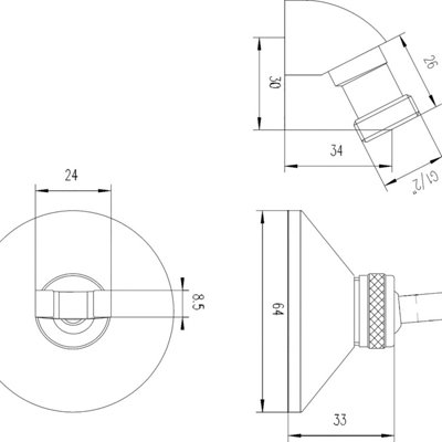 Shower Accessories Round Wall Bracket and Elbow - Chrome - Balterley