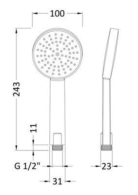 Shower Accessories Single Function Water Saving Handset- Chrome - Balterley