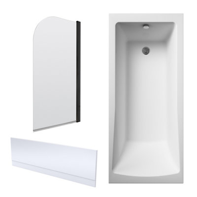 Shower Bath Bundle Single End Square Tub, Front Panel & Round Bath ...