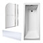 Shower Bath Bundle Single End Square Tub, Front Panel & Round Screen with Fixed Panel & Rail, 1700mm x 700mm - Chrome - Balterley