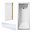 Shower Bath Bundle Single End Square Tub, Front Panel & Square Hinged Bath Screen, 1700mm x 700mm - Brushed Brass - Balterley