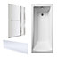 Shower Bath Bundle Single End Square Tub, Front Panel & Square Screen with Fixed Panel & Rail, 1700mm x 750mm - Chrome - Balterley